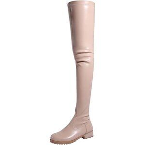 Women's Khaki Polyurethane Thigh High Over The Knee Rounded Toe Fashion Boots